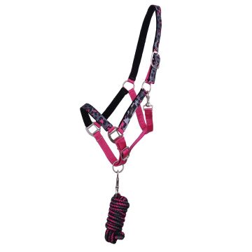QHP Halsterset met turnout collection Pink Leopard Shet