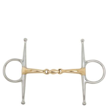 BR Dubbel Gebroken Kneveltrens Soft Contact 14 mm Scharen 165 mm 11,5 Zilver/goud