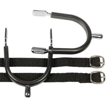 Harry's Horse Sporen knop verchroomd / rubber + riem H30 Zwart